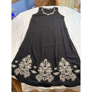 Paparazzi Black White Embroidered Hippie Boho Chic Dress Plus Size 2XL